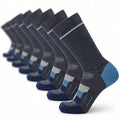 8-pack hike crew socks, dark navy with blue heel and toe, cushioned knit