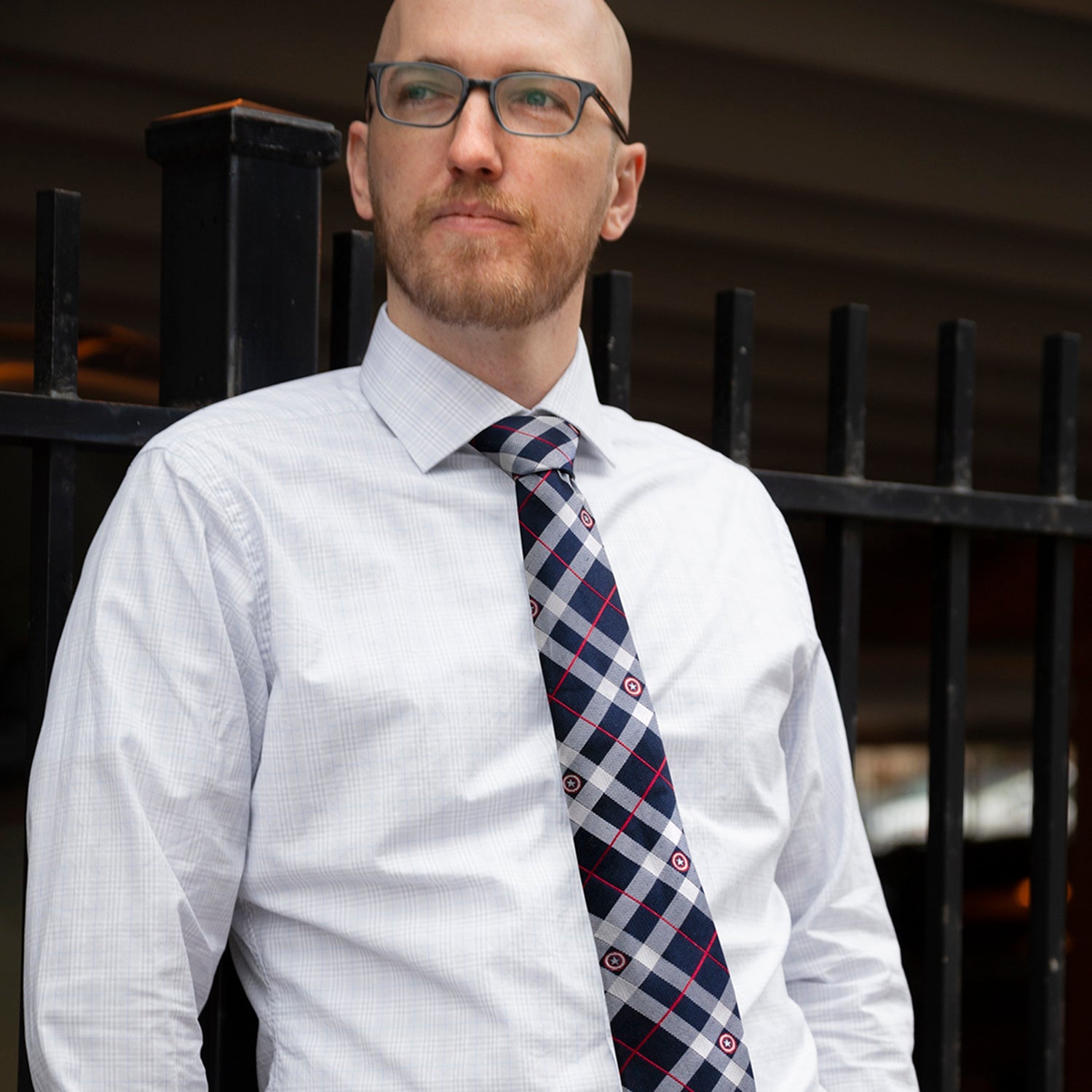 Marvel Captain America Blue Plaid Tie
