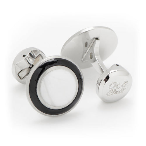Jade with Onyx Ring Stainless Steel Cufflinks