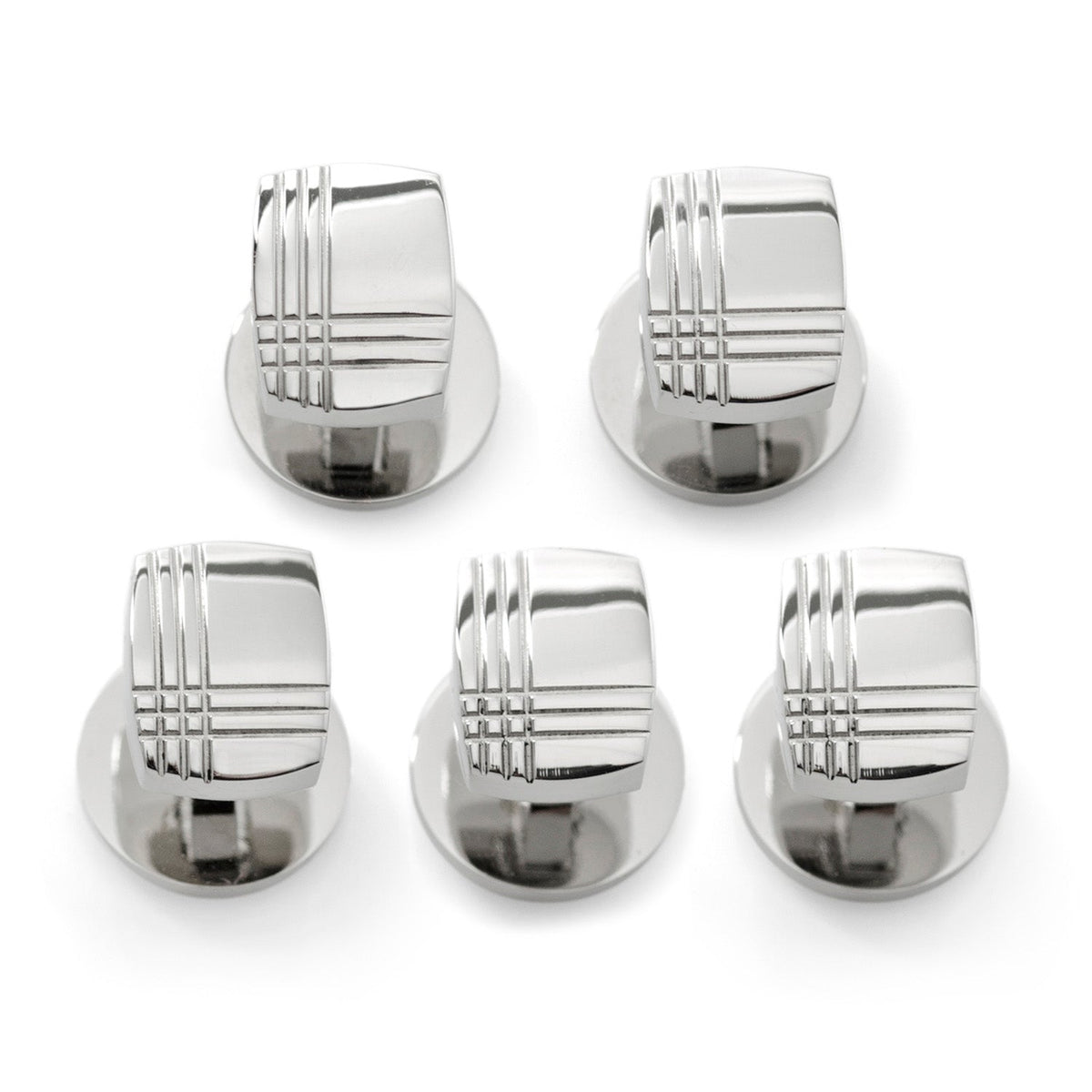 Sterling Silver Tartan Plaid 5-Studs