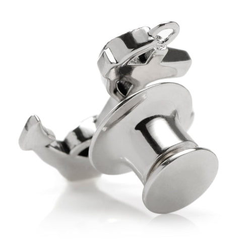 Sterling silver 3D anchor lapel pin with reflective finish