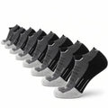 8-pack ankle socks in dark and gray, cushioned foot with arch support tabs