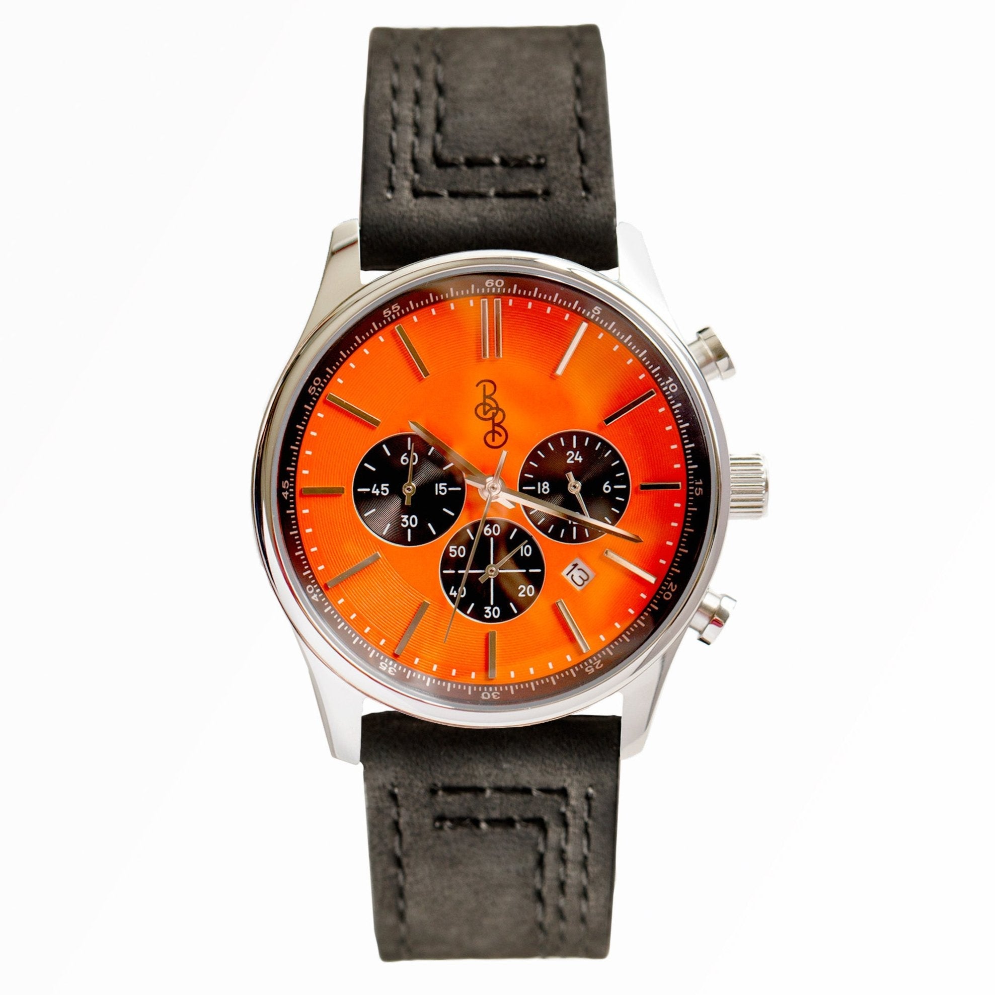 Orange and Black Chronograph - close-up detail view