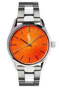 Orange Sunburst Watch - close-up detail view