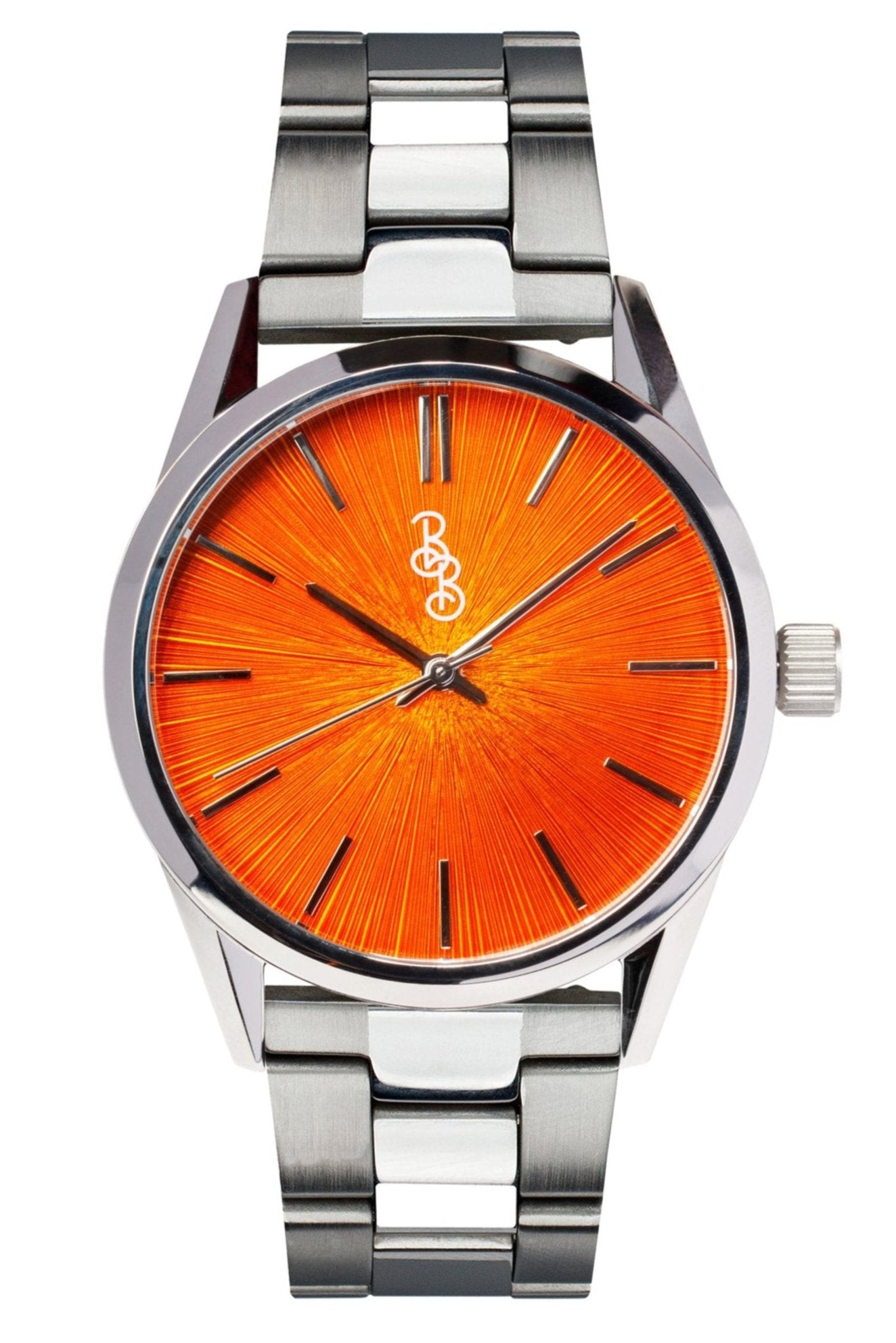 Orange Sunburst Watch - close-up detail view