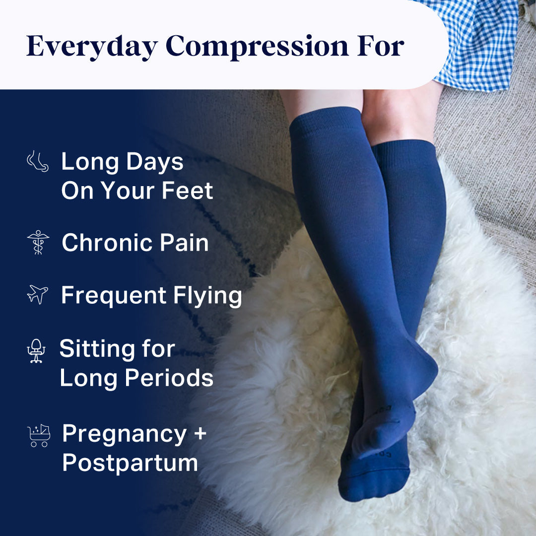 Knee-High Compression Socks – 3 Pack Solids Black/Rose/White