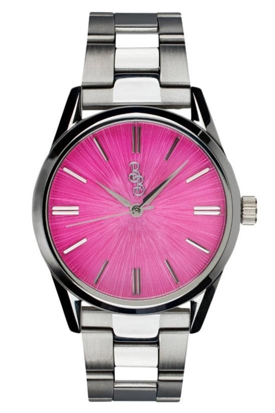 Pink Sunburst Watch - close-up detail view