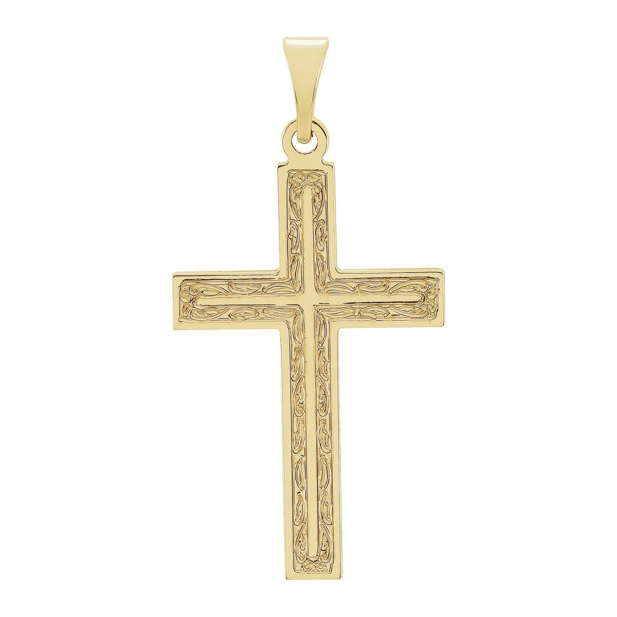 Large Scroll-Border Cross Pendant