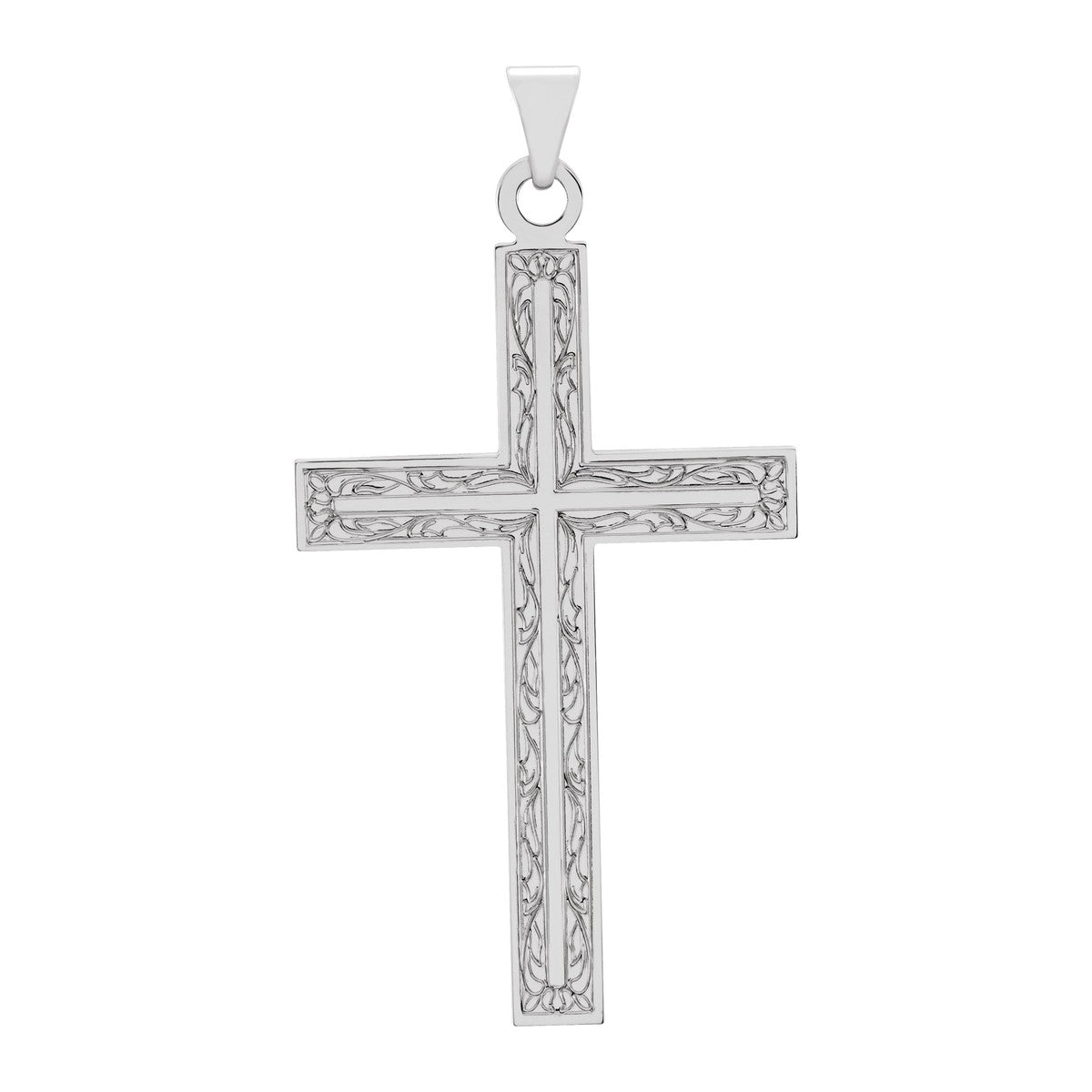 Large Scroll-Border Cross Pendant