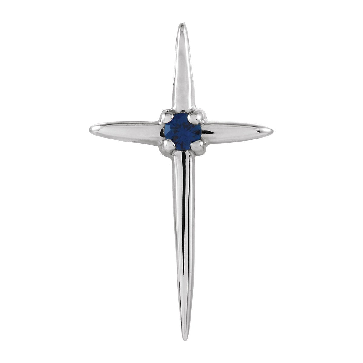 Slender Gemstone Cross Pendant