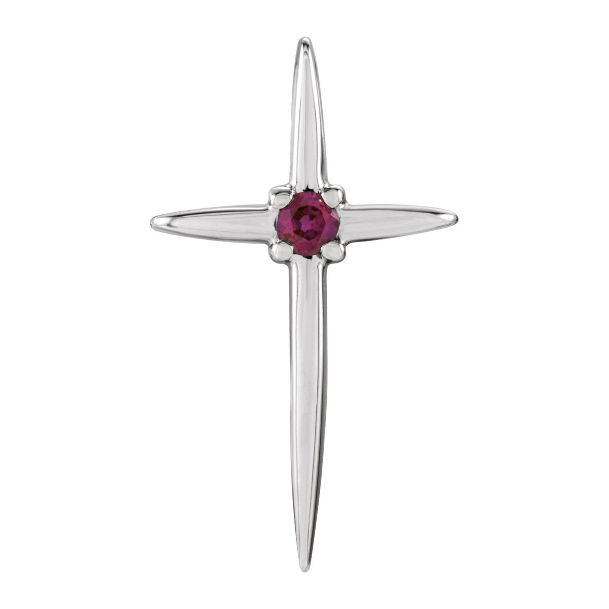 Slender Gemstone Cross Pendant
