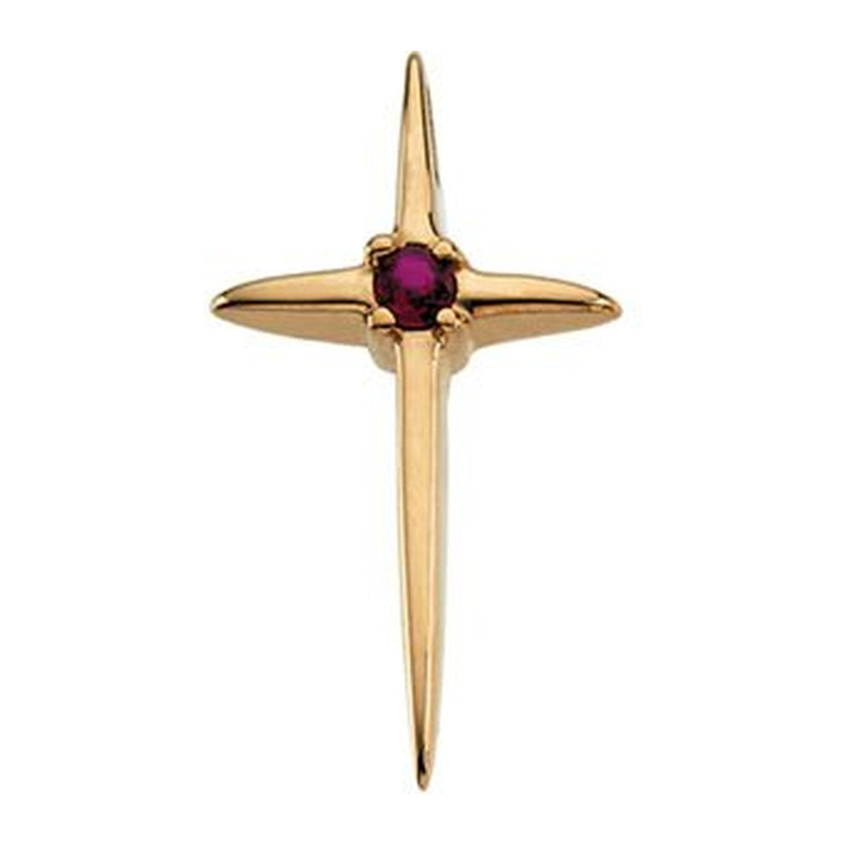 Slender Gemstone Cross Pendant