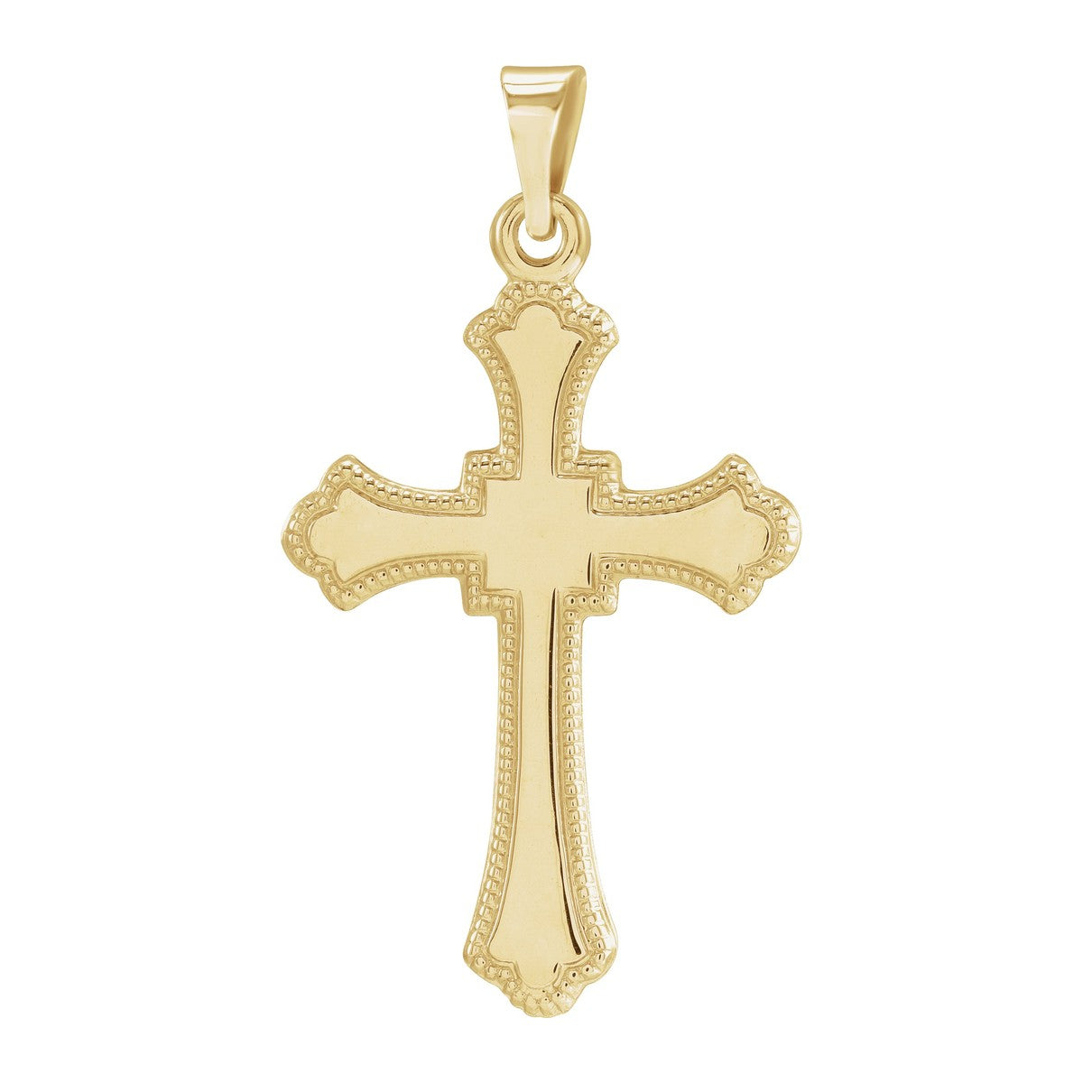 Beaded-Edge Budded Cross Pendant