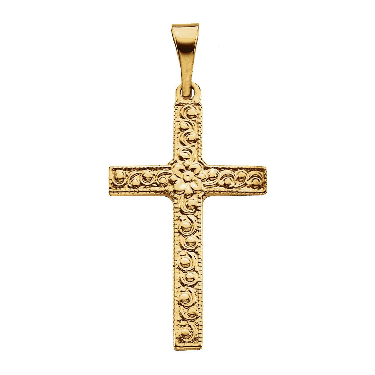 Floral Pattern Cross Pendant