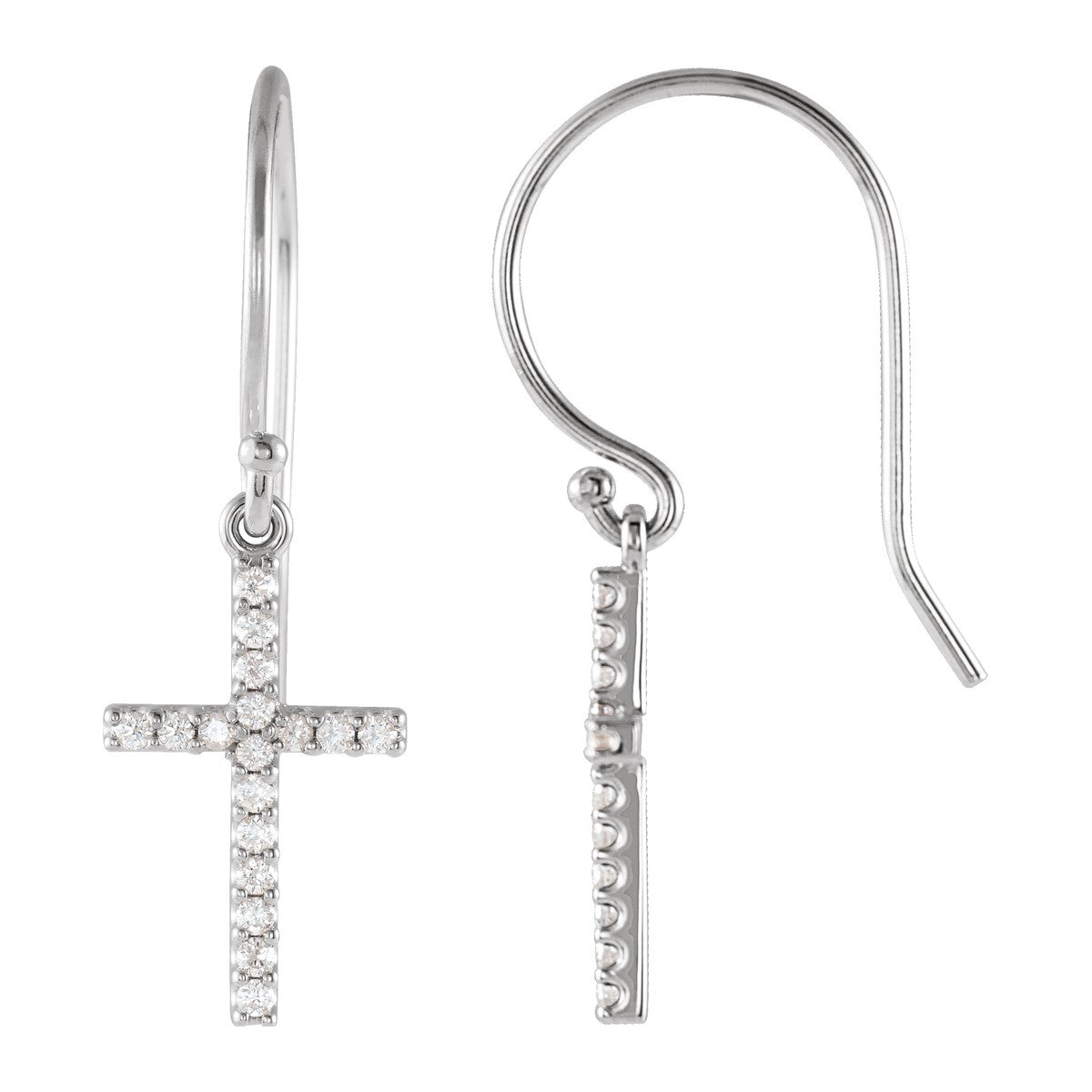 Diamond Cross Dangle Earrings