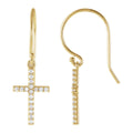 Diamond Cross Dangle Earrings
