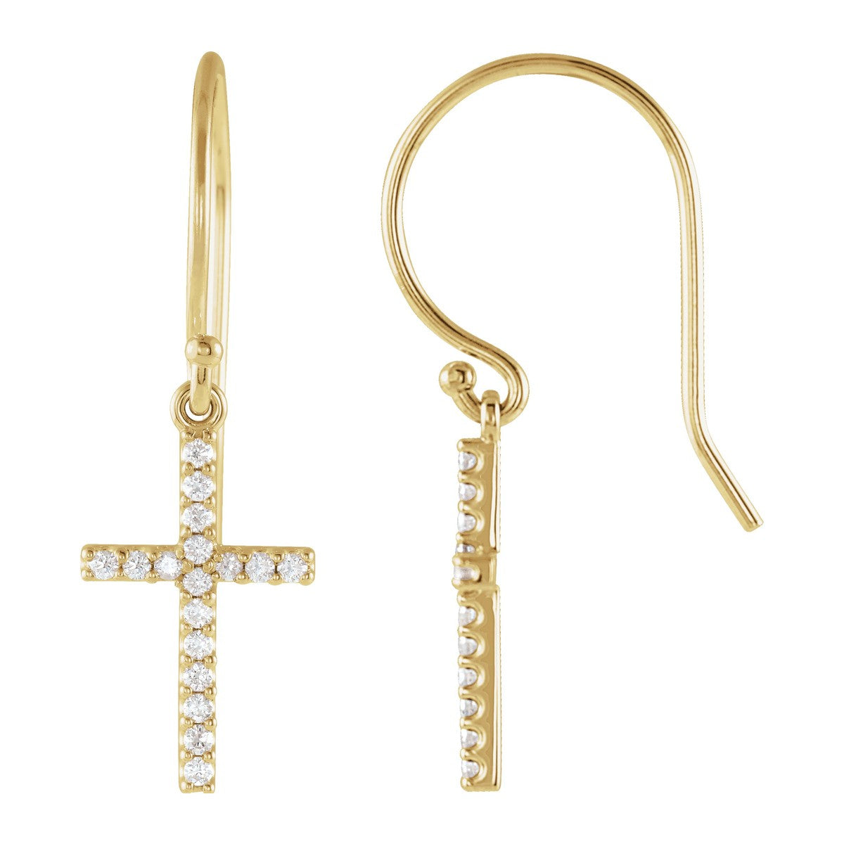 Diamond Cross Dangle Earrings