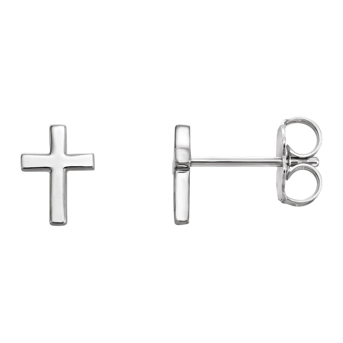 Small Polished Cross Stud Earrings