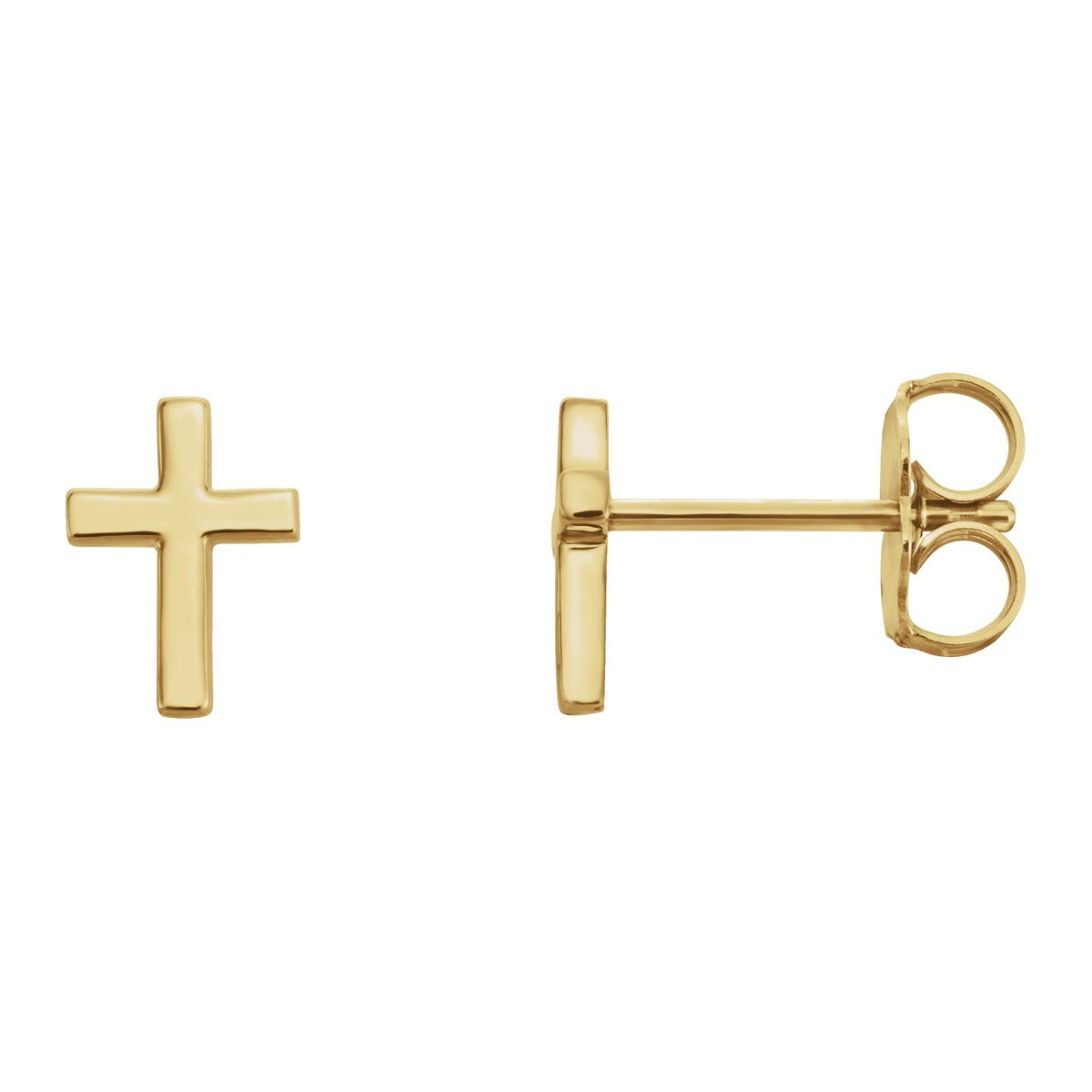 Small Polished Cross Stud Earrings