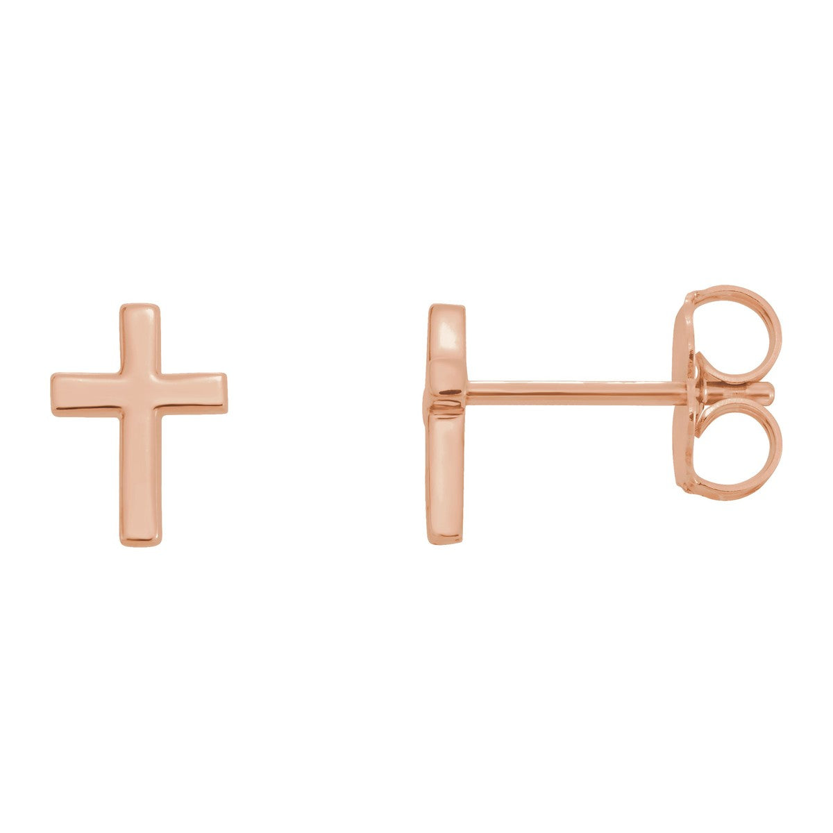 Small Polished Cross Stud Earrings