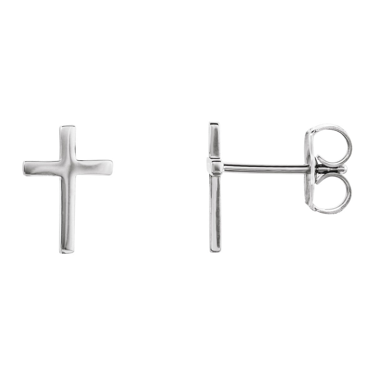 Small Polished Cross Stud Earrings