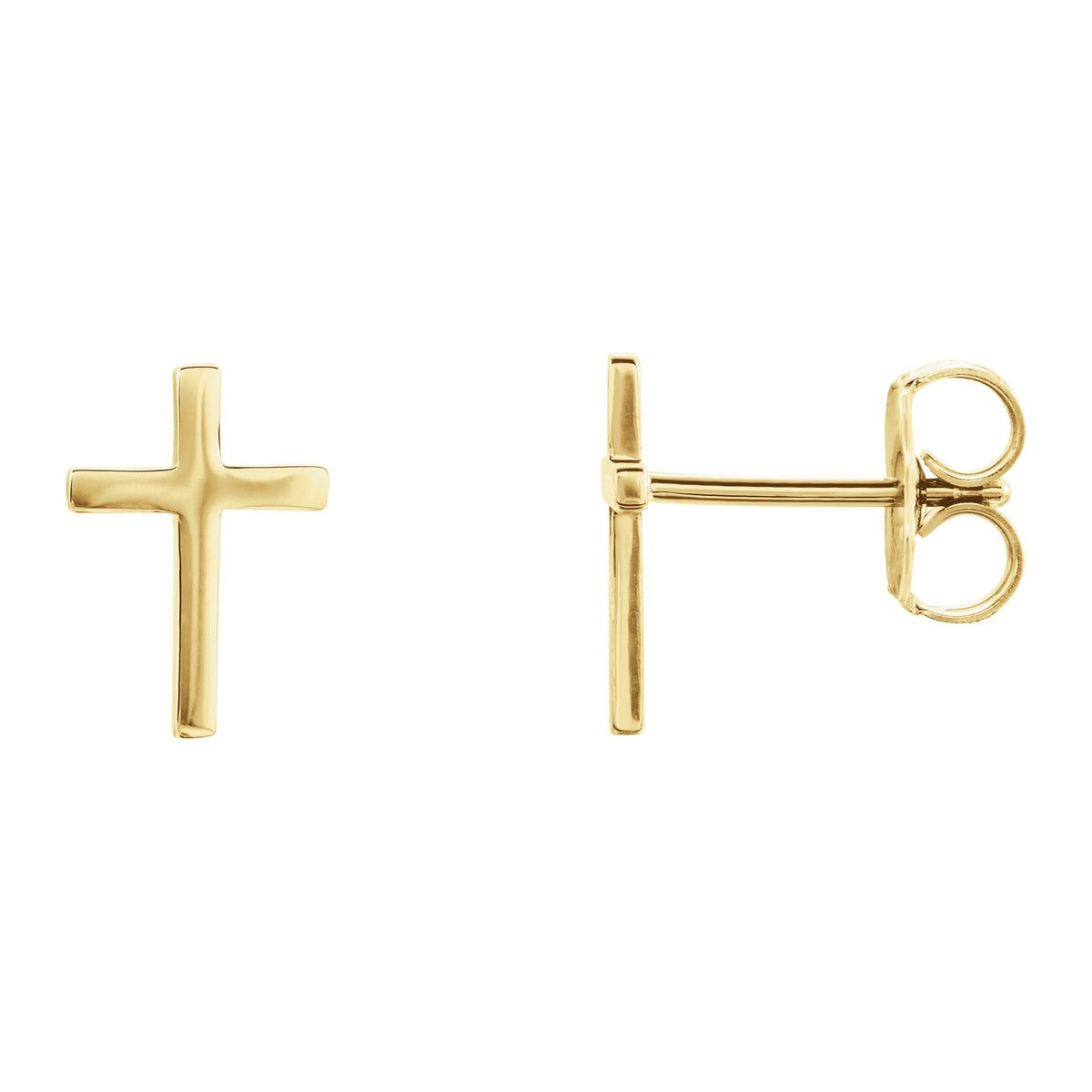 Small Polished Cross Stud Earrings