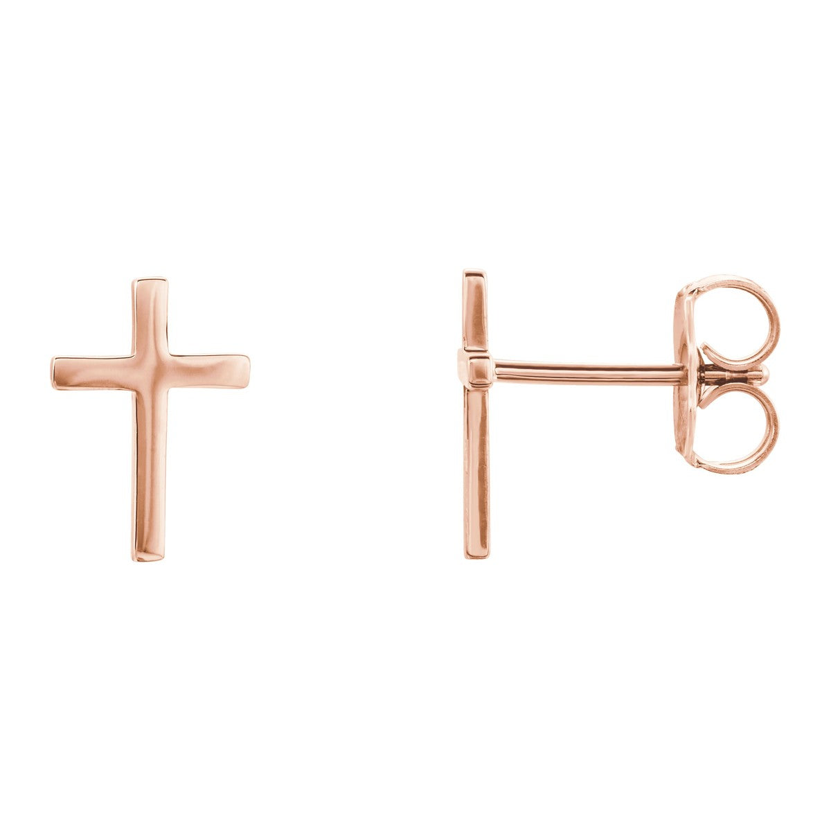 Small Polished Cross Stud Earrings