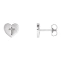 Heart and Cross Stud Earrings