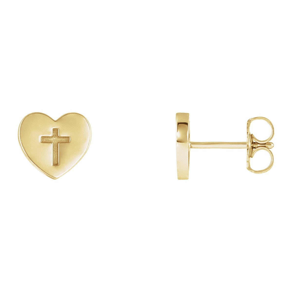Heart and Cross Stud Earrings