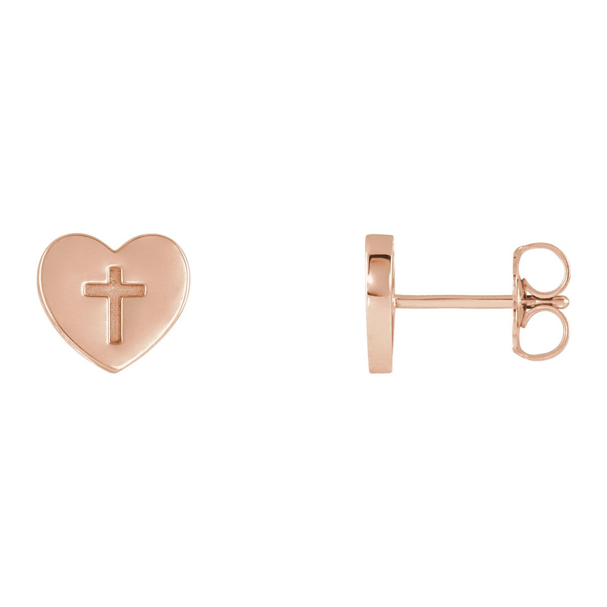 Heart and Cross Stud Earrings