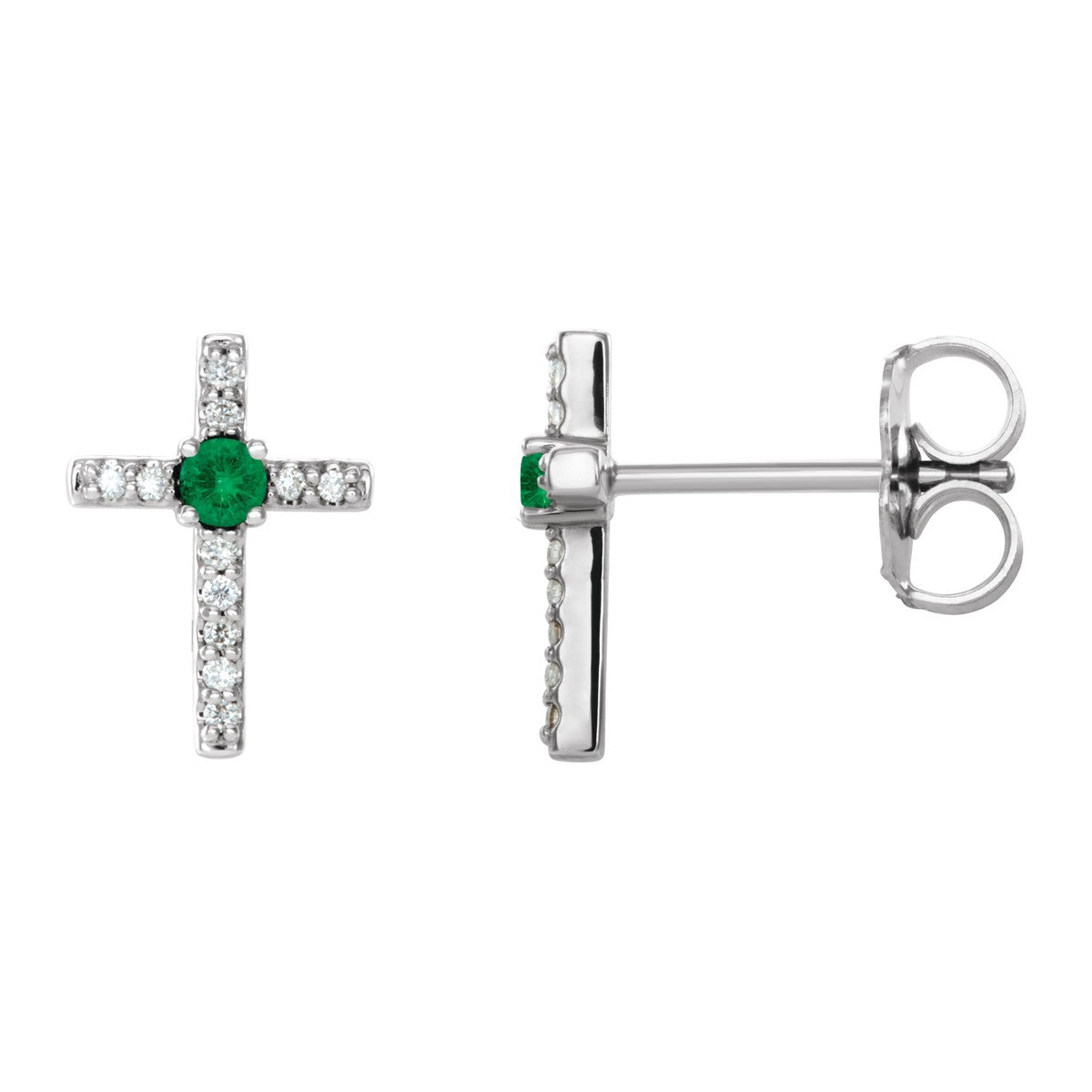 Gemstone Cross Stud Earrings