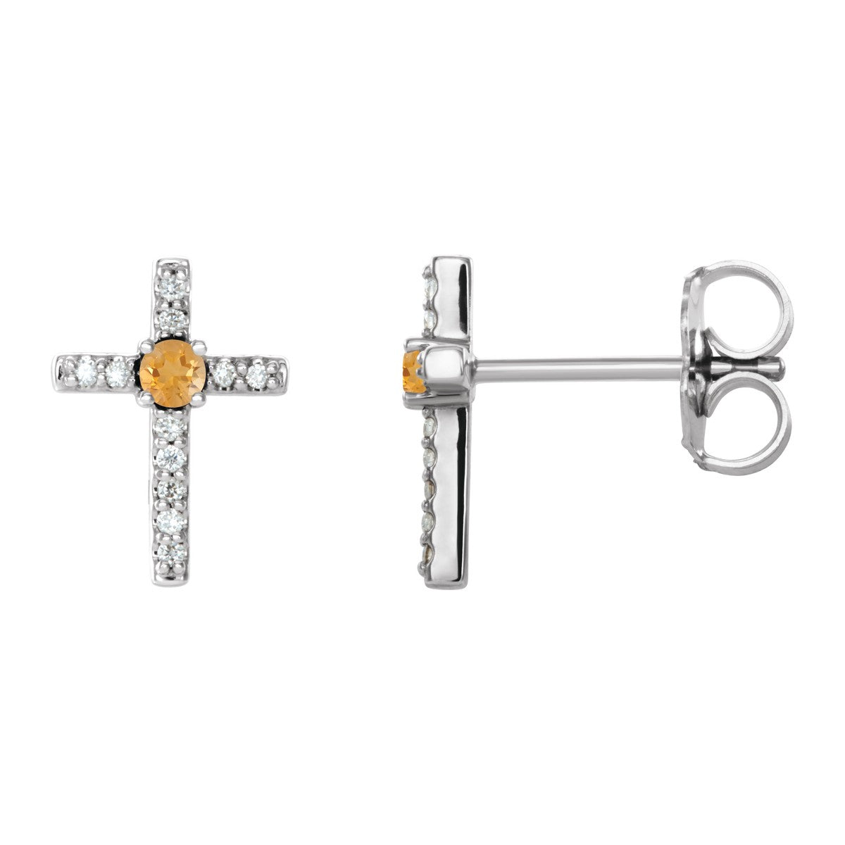 Gemstone Cross Stud Earrings