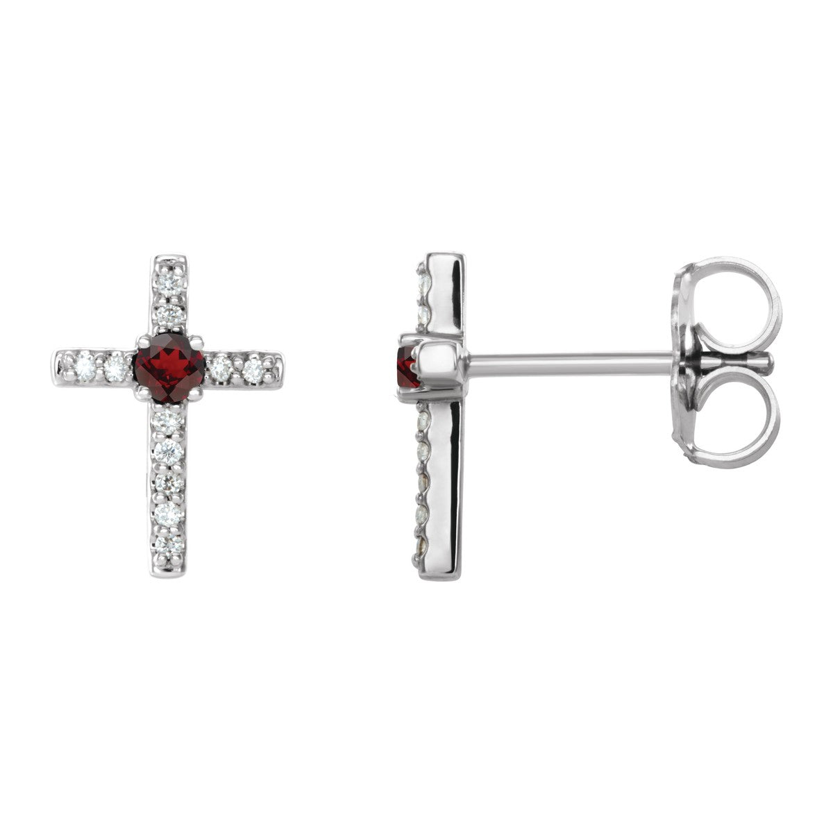 Gemstone Cross Stud Earrings