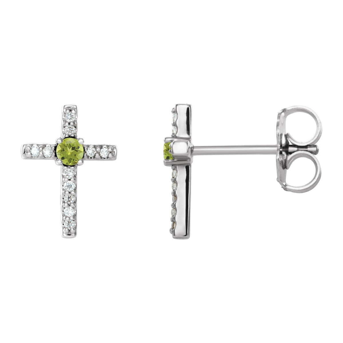 Gemstone Cross Stud Earrings