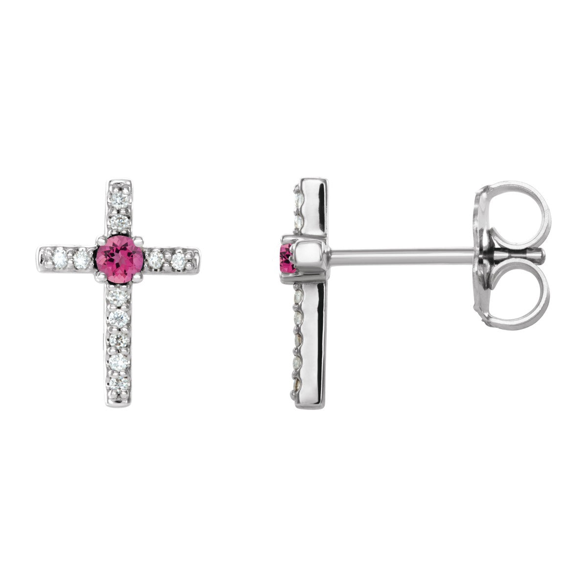Gemstone Cross Stud Earrings