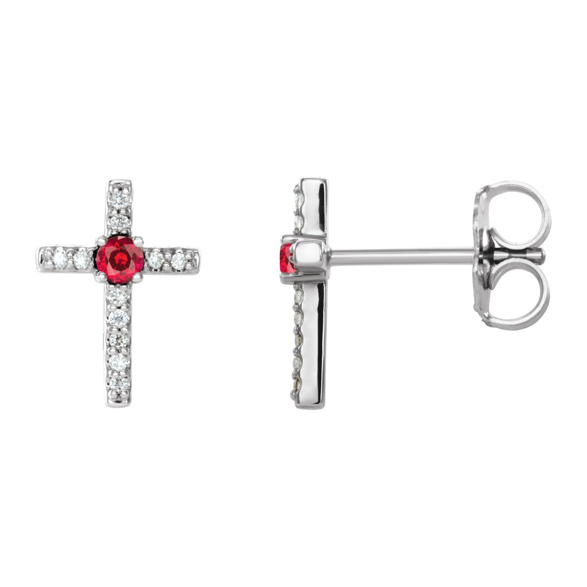 Gemstone Cross Stud Earrings