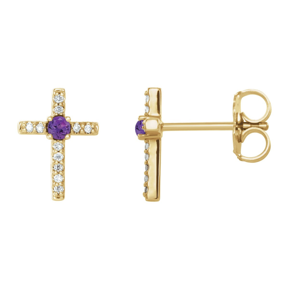 Gemstone Cross Stud Earrings