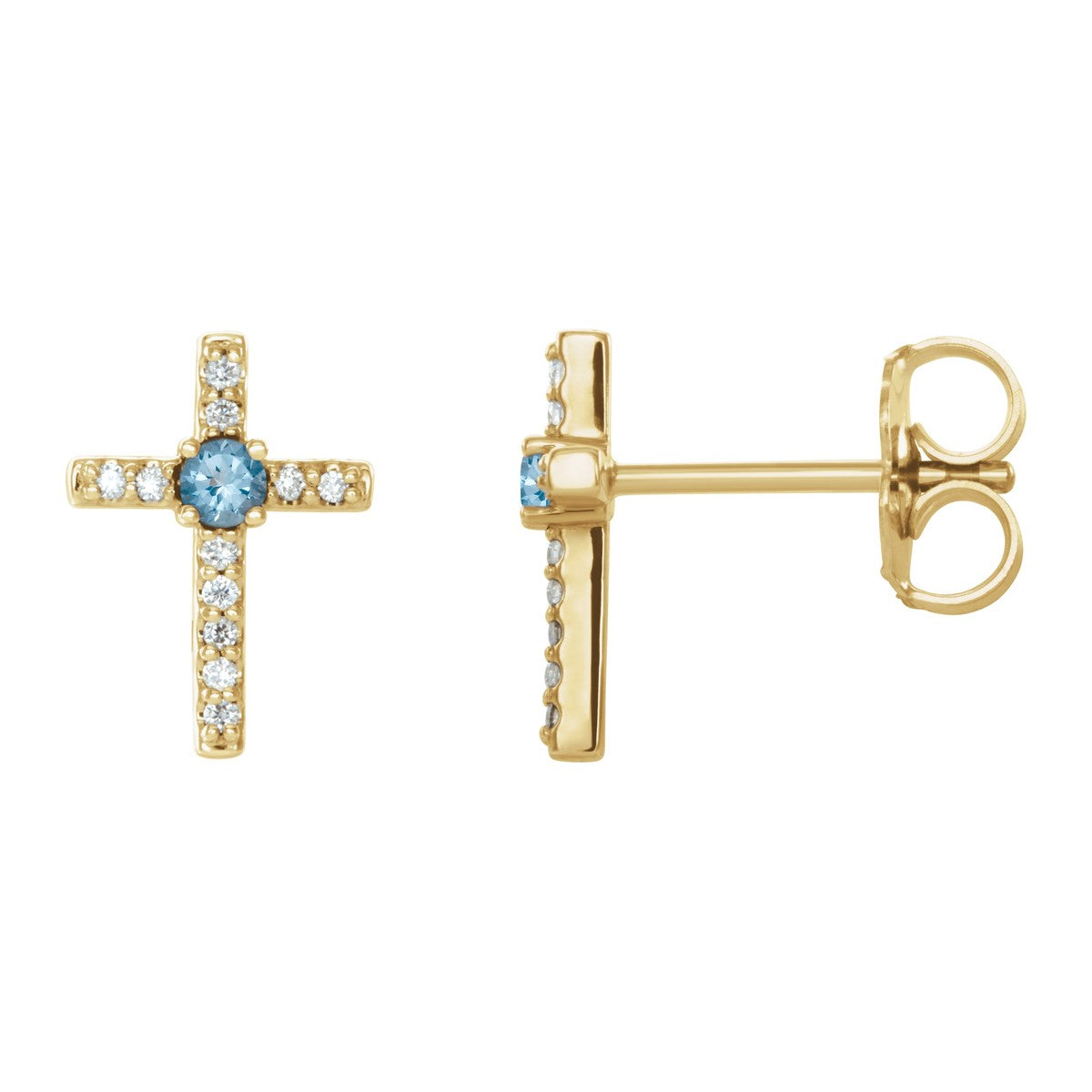 Gemstone Cross Stud Earrings