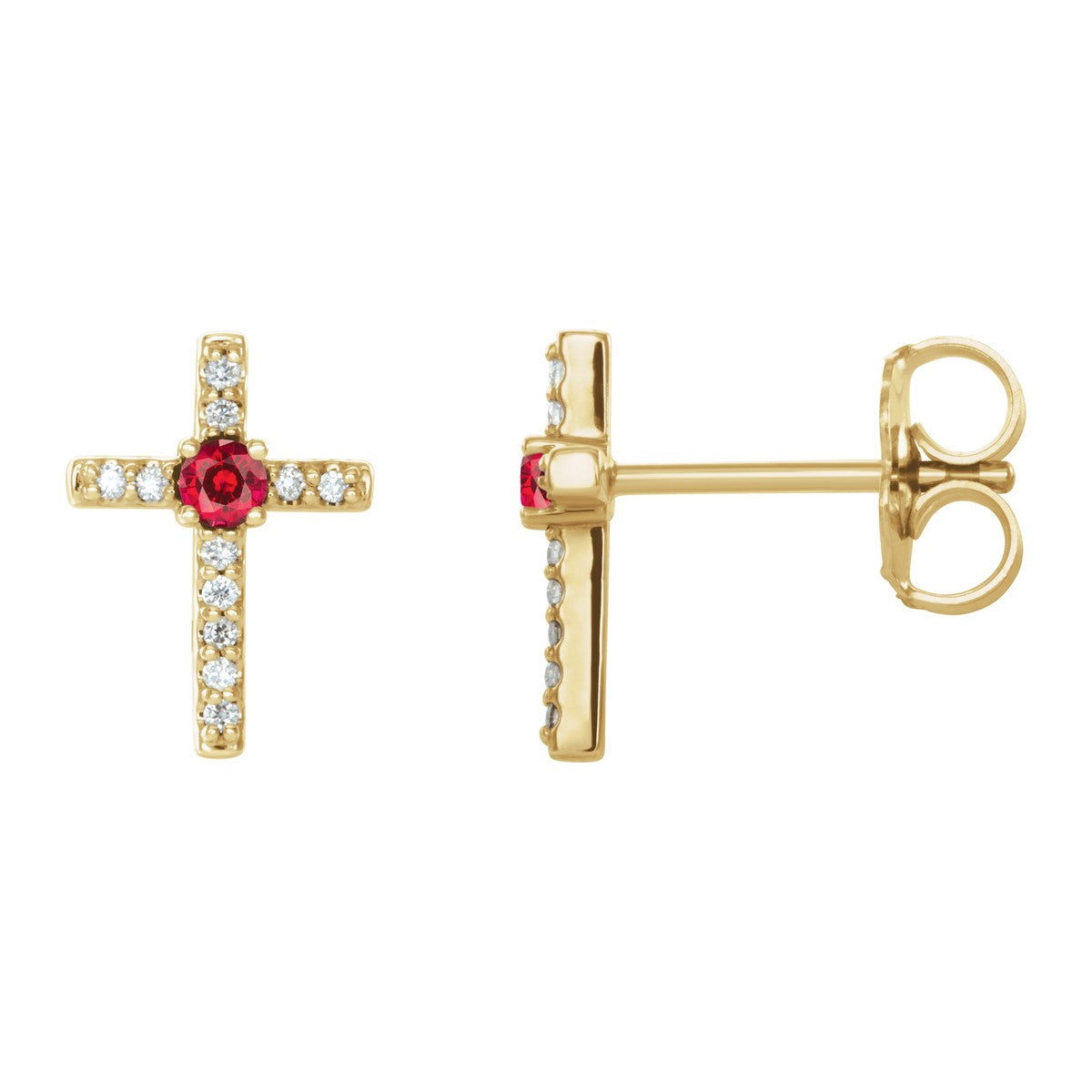 Gemstone Cross Stud Earrings