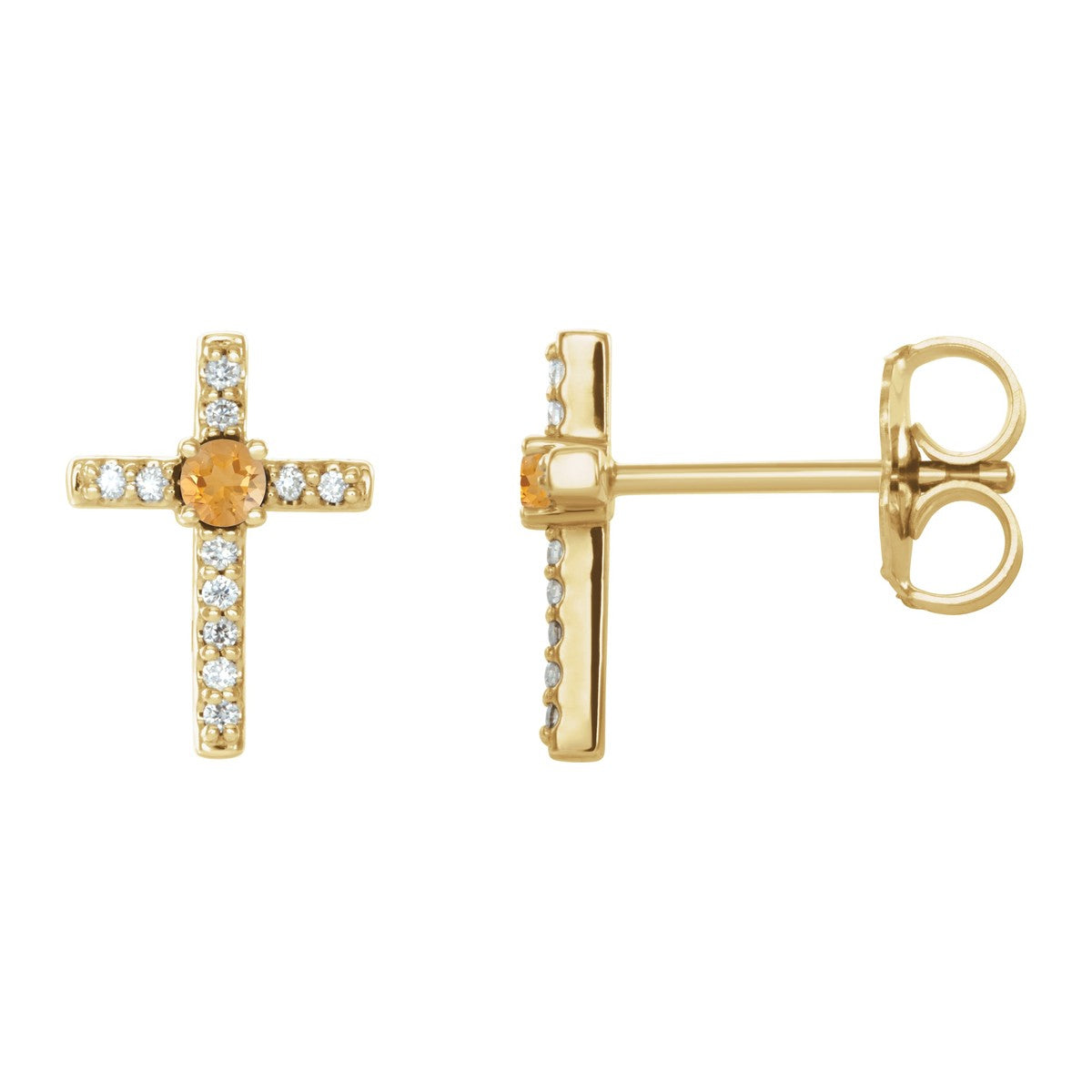 Gemstone Cross Stud Earrings
