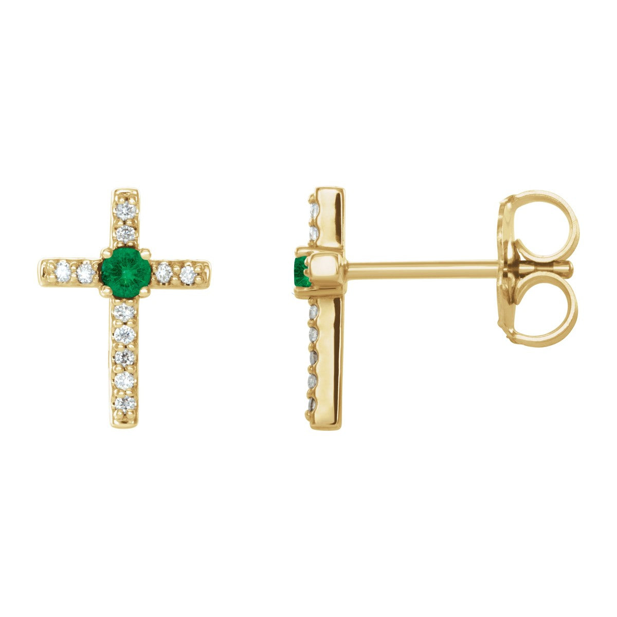 Gemstone Cross Stud Earrings