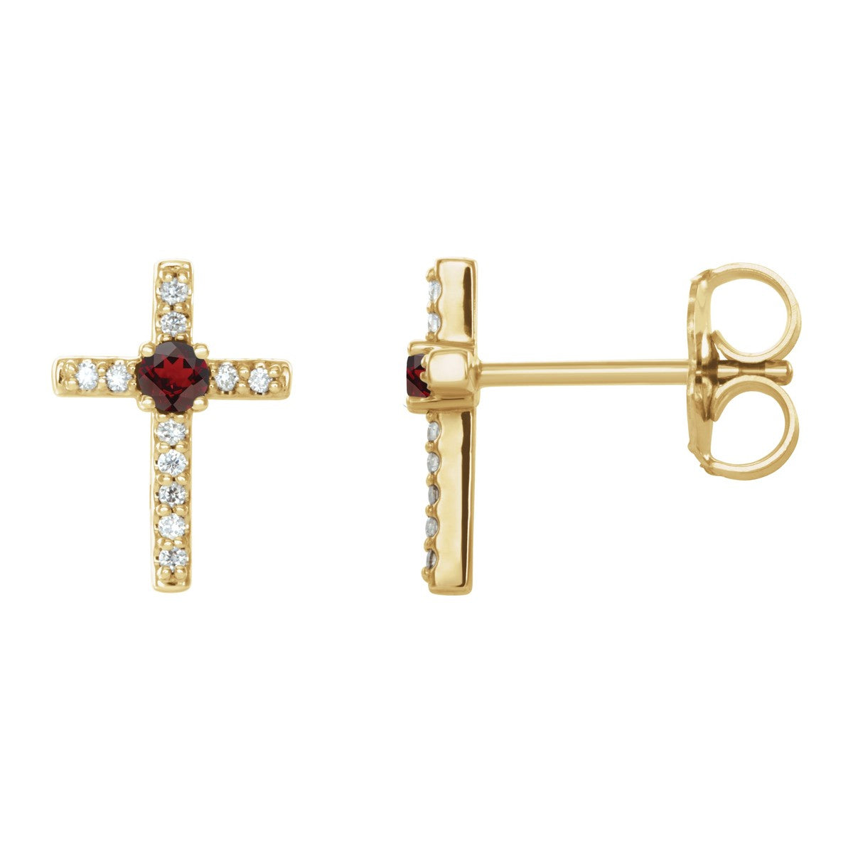 Gemstone Cross Stud Earrings