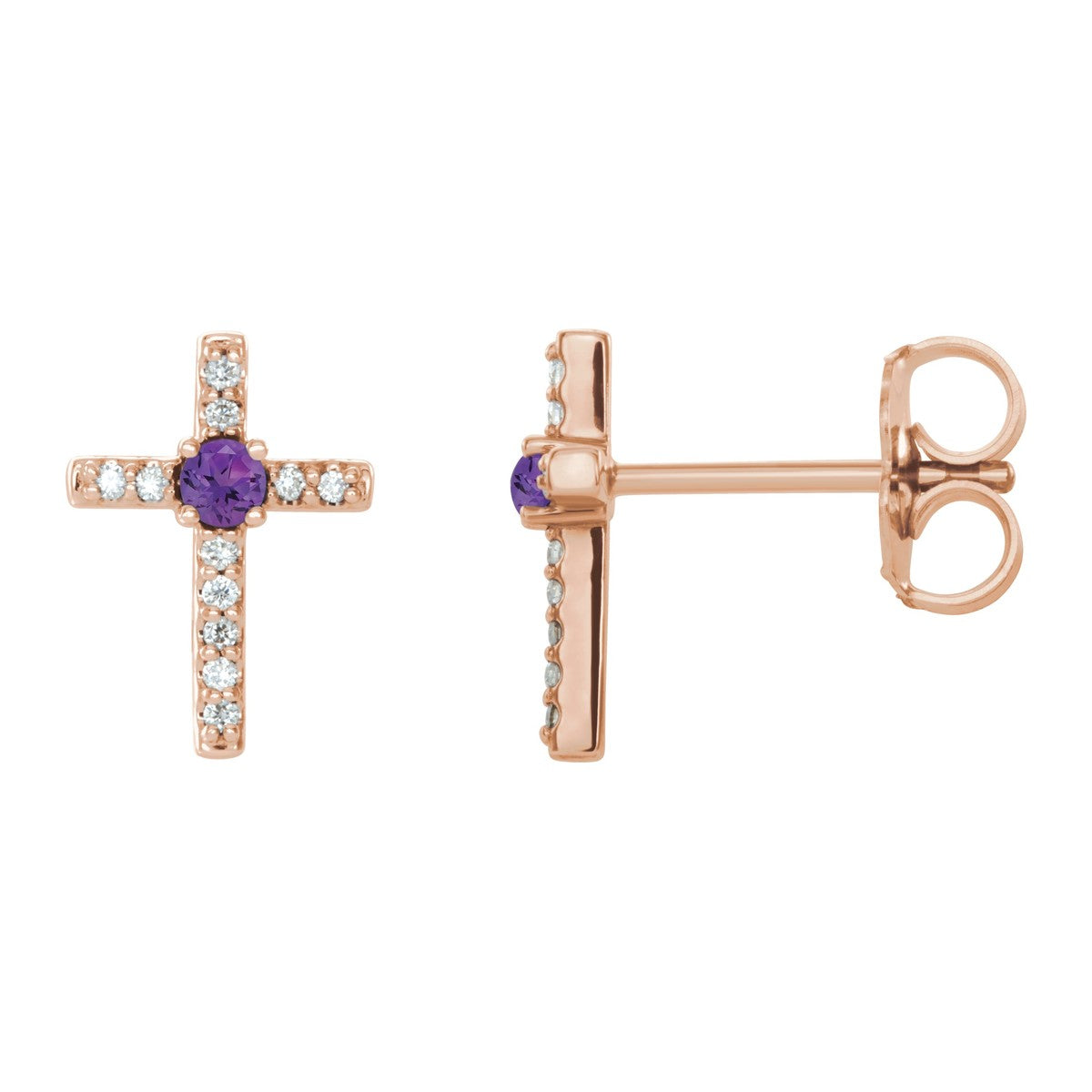 Gemstone Cross Stud Earrings