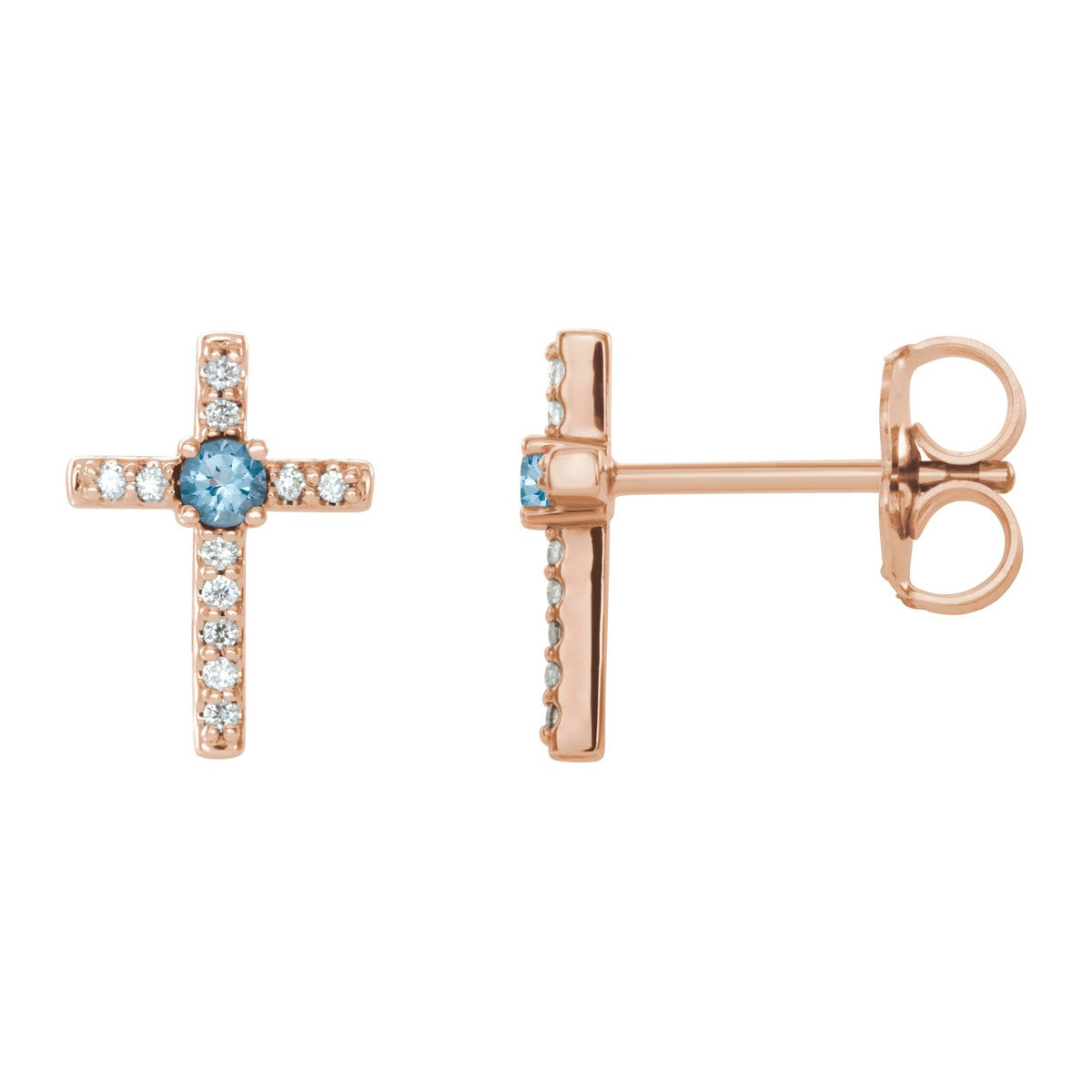 Gemstone Cross Stud Earrings