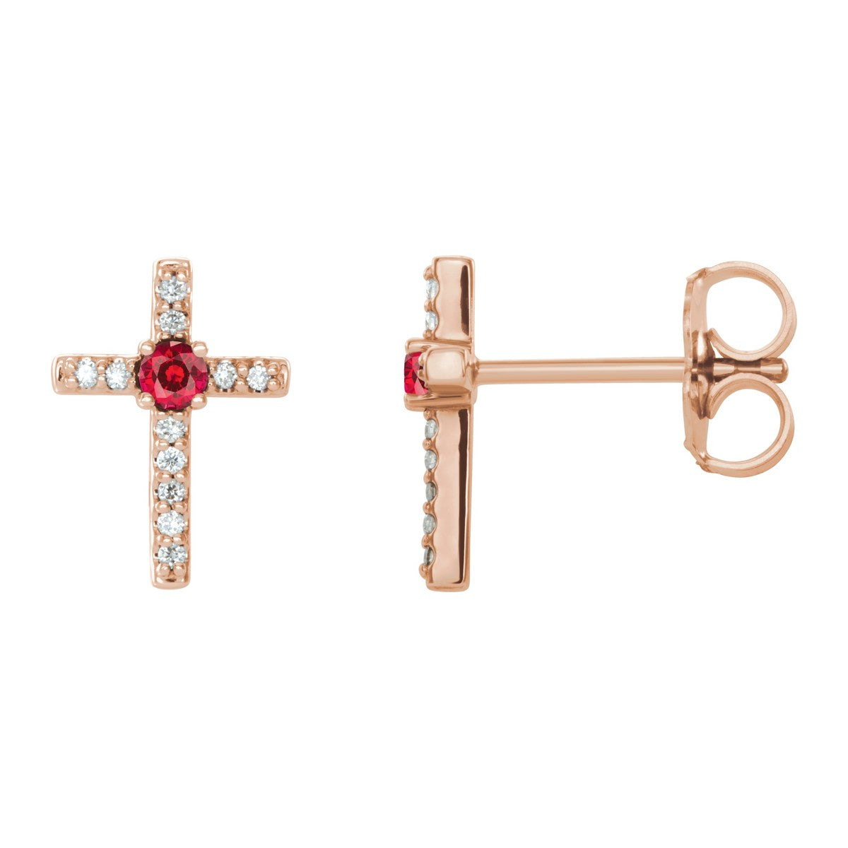 Gemstone Cross Stud Earrings
