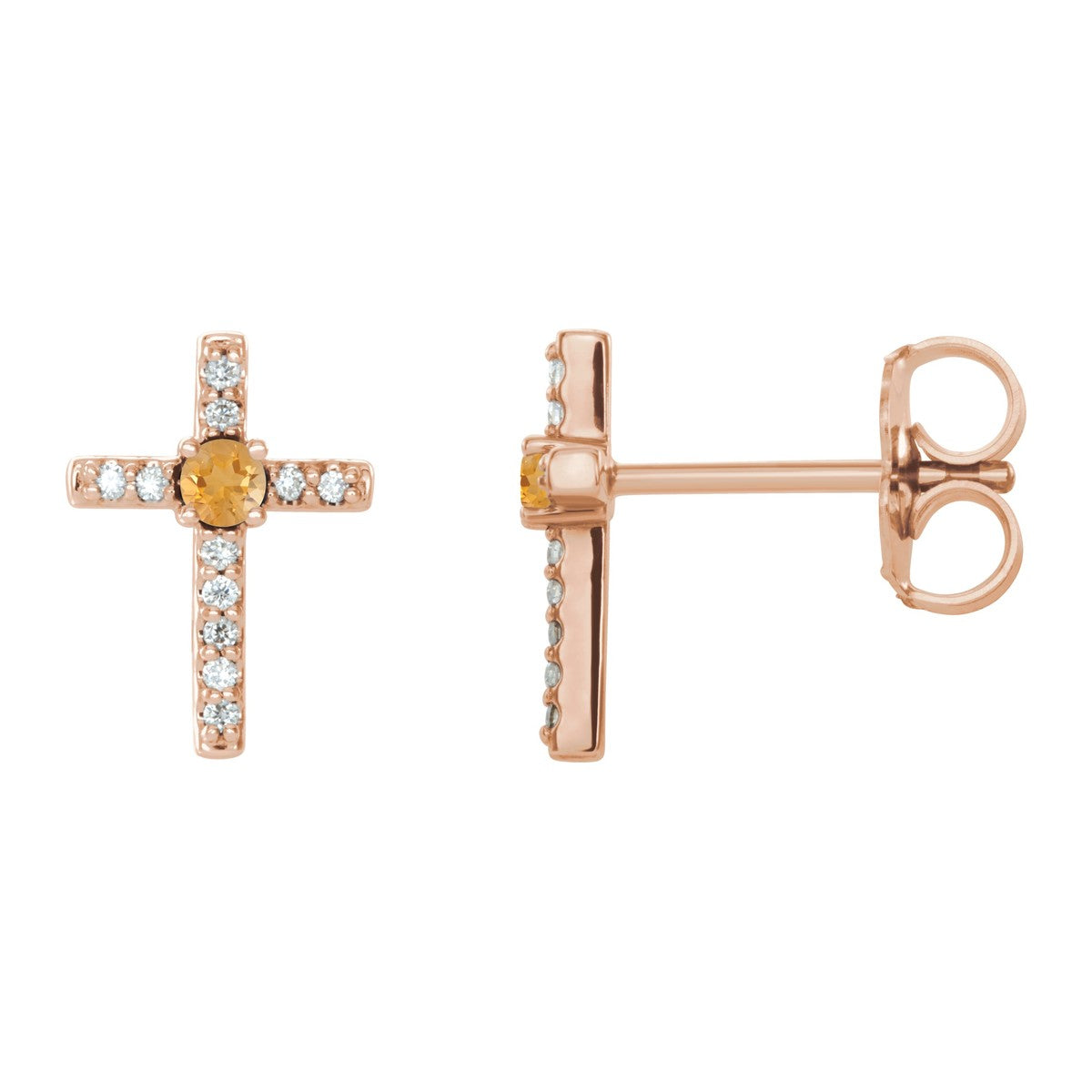 Gemstone Cross Stud Earrings