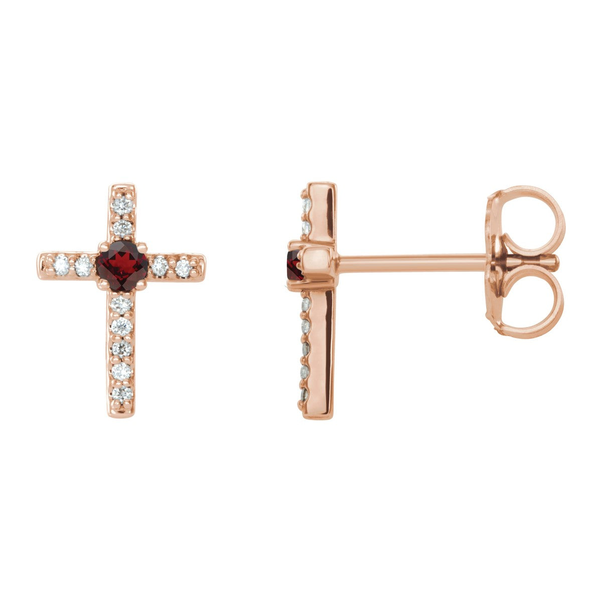 Gemstone Cross Stud Earrings