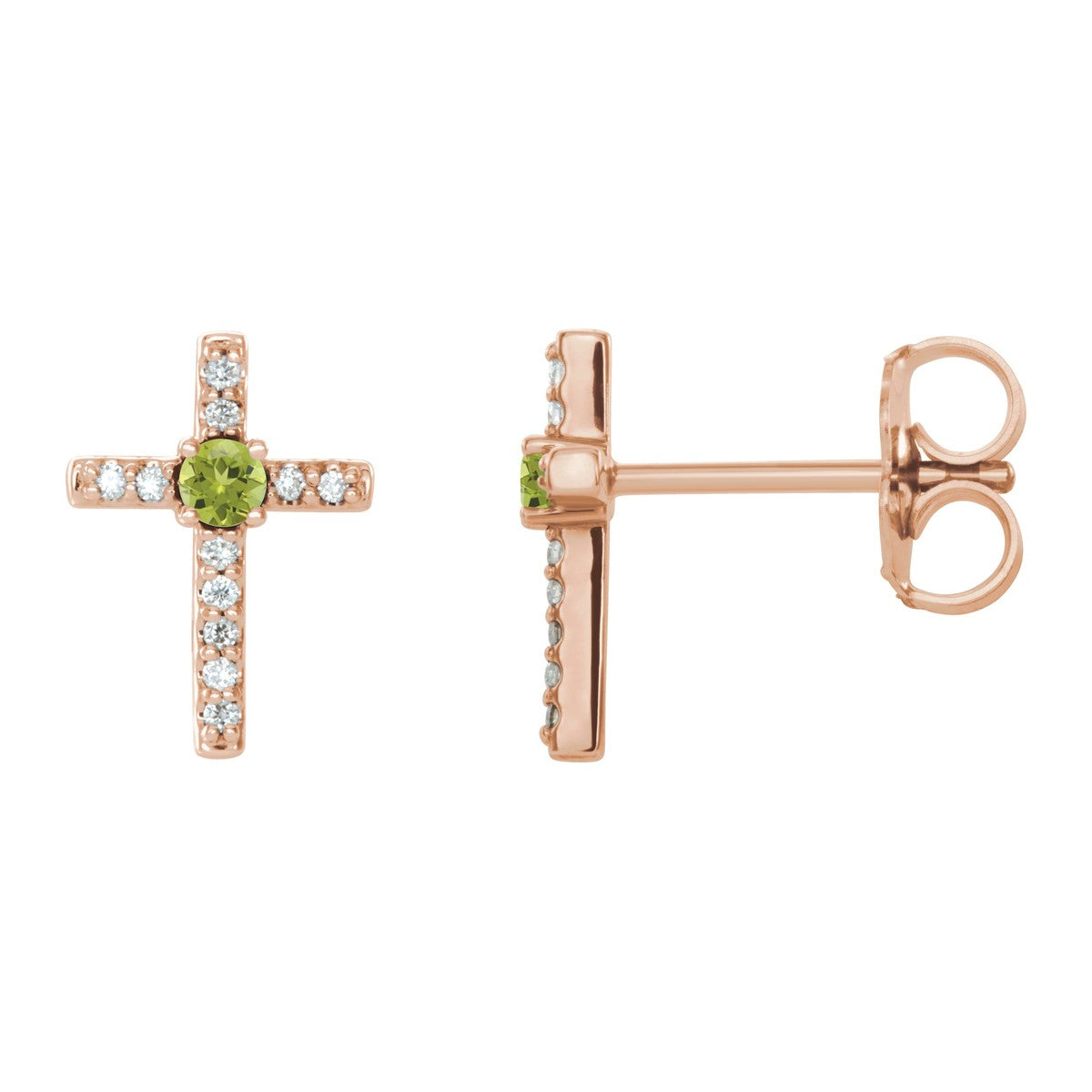 Gemstone Cross Stud Earrings