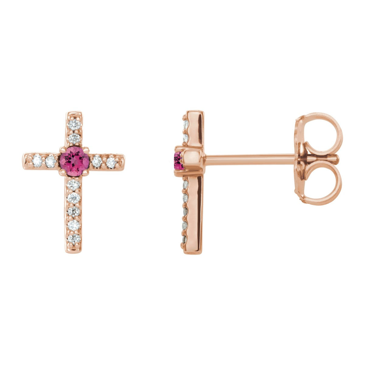 Gemstone Cross Stud Earrings