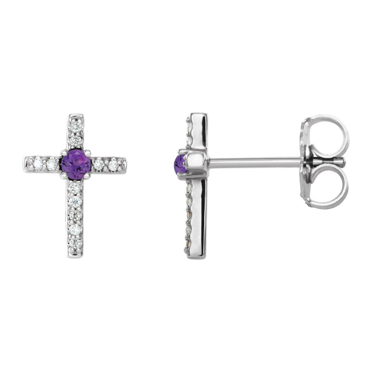 Gemstone Cross Stud Earrings